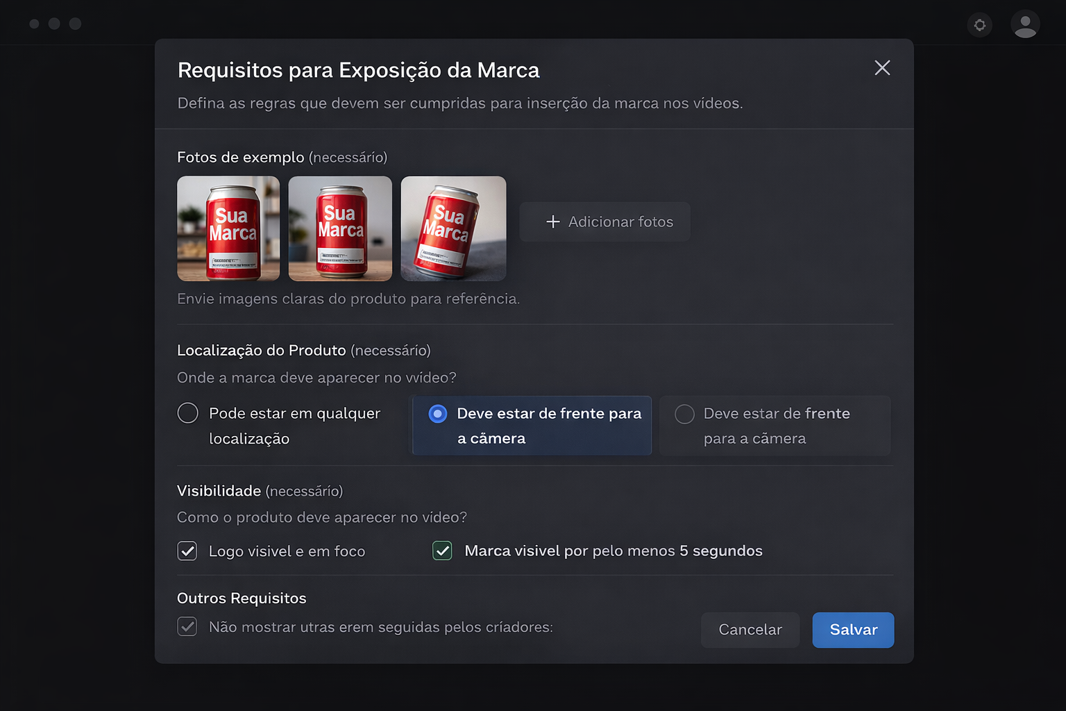 Regras claras antes da inserção